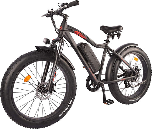 DJ Fat Bike 750W 48V 13Ah Power Electric Bicycle, Matte Black, LED Bike Light, Suspension Fork and Shimano Gear