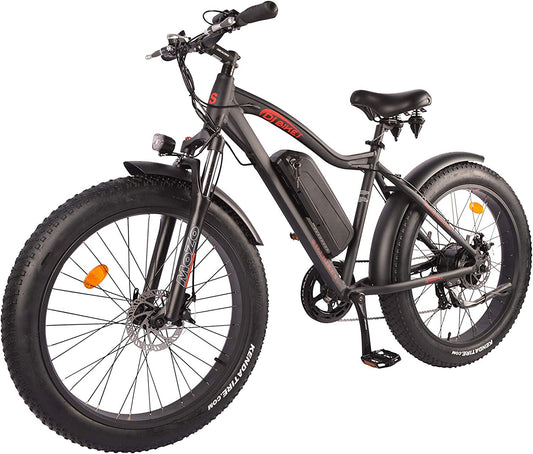 DJ Fat Bike 750W 48V 13Ah Power Electric Bicycle, Matte Black, LED Bike Light, Suspension Fork and Shimano Gear