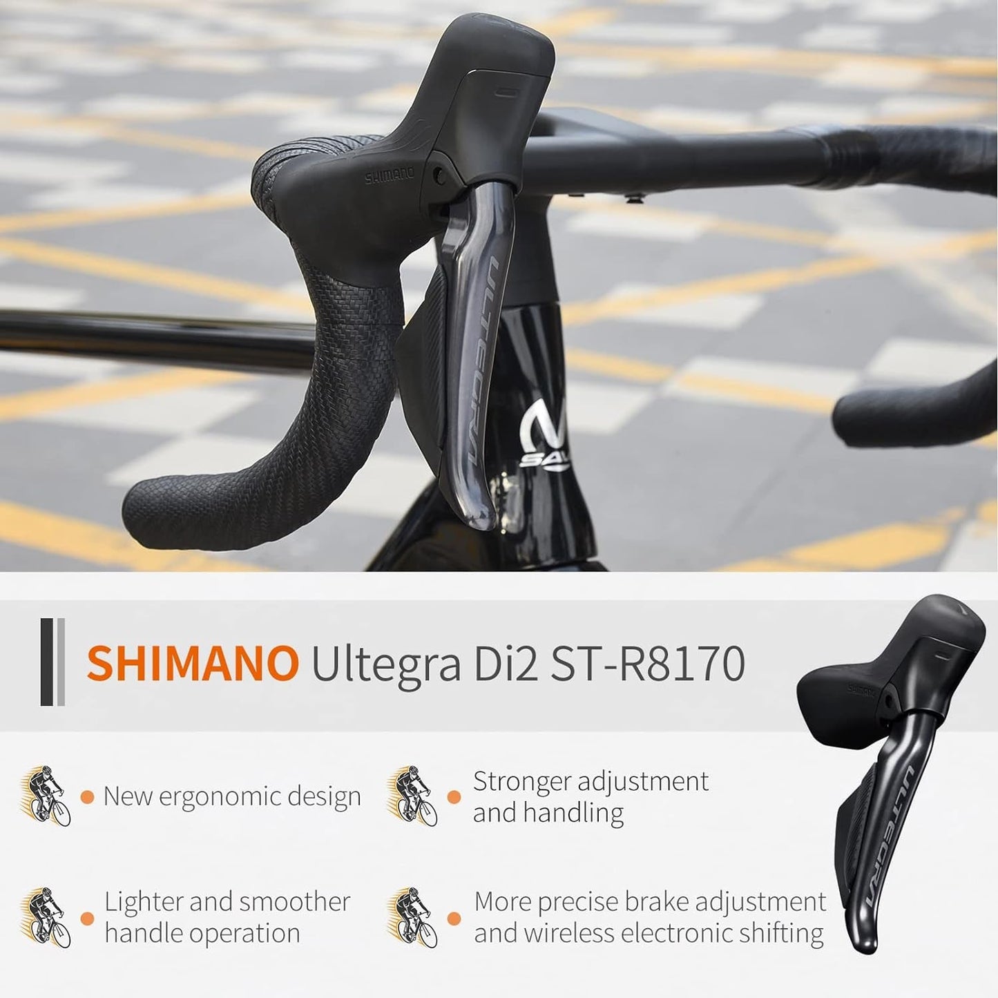 Carbon Road Bike, 24 Speeds Shifting Road Bicycle with Ultegra Di2 8170 Groupset, T1000 Full Carbon Race Bike with Carbon Frame and Carbon Wheelset.
