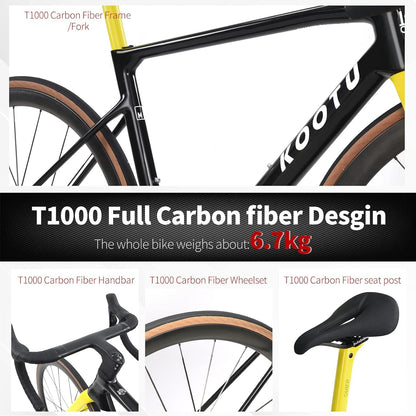 Carbon Road Bike Lightweight 24 Speed Electric Shifting Road Bicycle with Shimano Di2 9270 Groupset T1000 Full Carbon Frame & Fork & Wheelset with