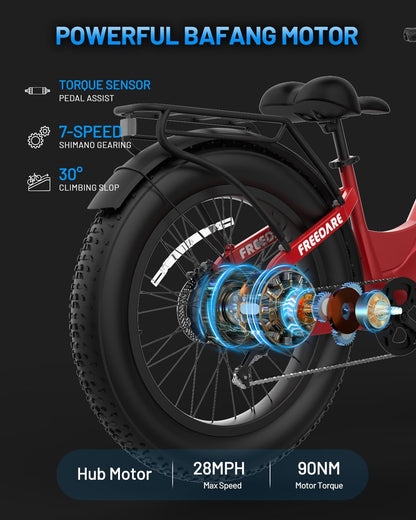 Eden Electric Bike Adults GPS Smart App Control 750W BAFANG Motor 48V 20Ah Samsung Battery Fat Tire Ebike, Electric Bicycle,90Miles Range,28Mph Max