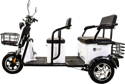Tricycle, E-Trike 3 Wheels Electric Bike, MGC 800W Hub Motor 17 Mph Front and Back Backseat, 3 Passengers with Front and Back Storage (Green)