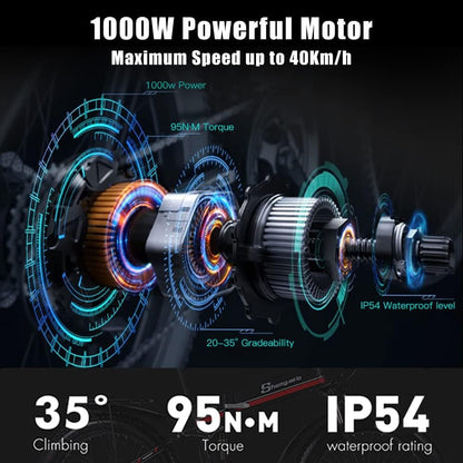 Shengmilo-Mx01 26 * 4.0Inch Fat Tire Electric Bicycle, 1000W Motor Folding Bike, 21-Speed Snow Mountain Bike, Full Suspension, 48V*12.8Ah Removable